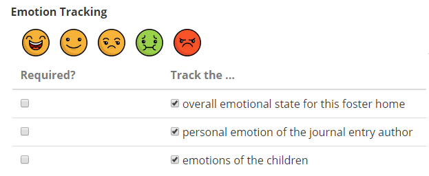 emotion tracking setup options